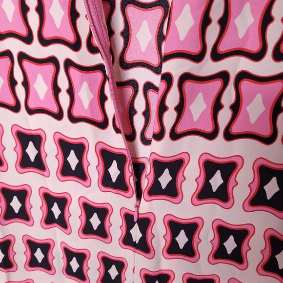 Zara Midi Dress Medium Pink, Black Printed Side Slits Resort - Picture 3 of 12